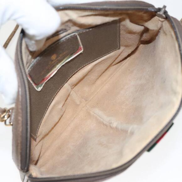 GUCCI GG Supreme Web Sherry Line Shoulder Bag Pvc Beige Gold 904 02 047 - Picture 11 of 16